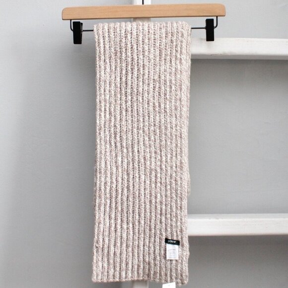 J. Crew Cream Beige Thick Knit Wool Blend Rectangle Neck Scarf NWT 32511 - Picture 1 of 5